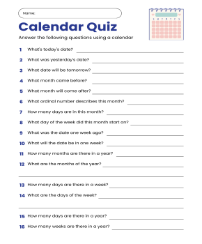 Calendar Quiz