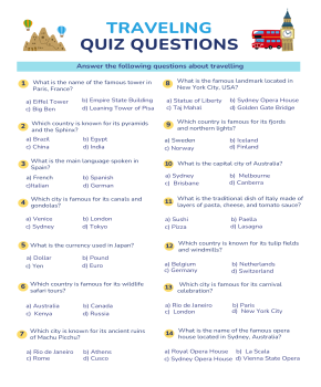 Travelling Quiz Questions